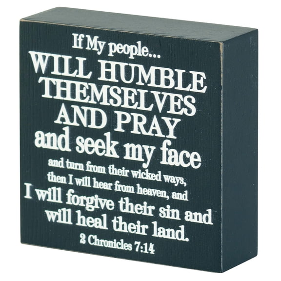 Dicksons If My People Will Humble Themselves Encouraging Block Style Black 3 x 3 MDF Mini Tabletop Plaque