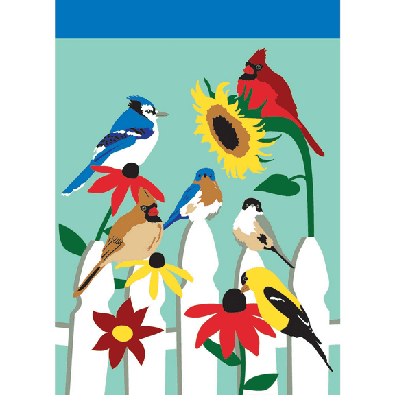 Magnolia Garden Flags M010003 13 x 18 in. Birds on A Fence Burlap Garden Flag