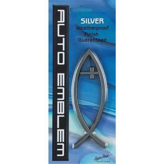 Dicksons Inc AE-105-S Auto Emblem Silver in Cross Fish - Pack of 6