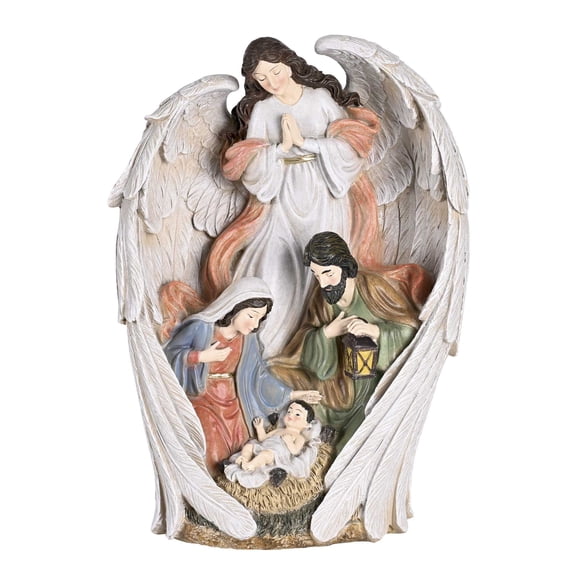 Dicksons Individual Christmas Nativity Figurine 9 x 12.5 Inch Resin Holy Family Angel