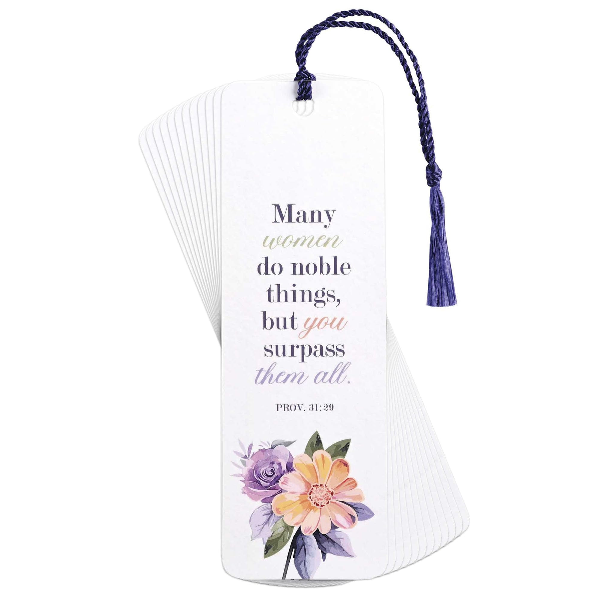Dicksons Inspirational Bible Verse Tassel Bookmark for Books and Novels 2 x 6 Cardstock Honor Her Purple Floral - Pack of 12