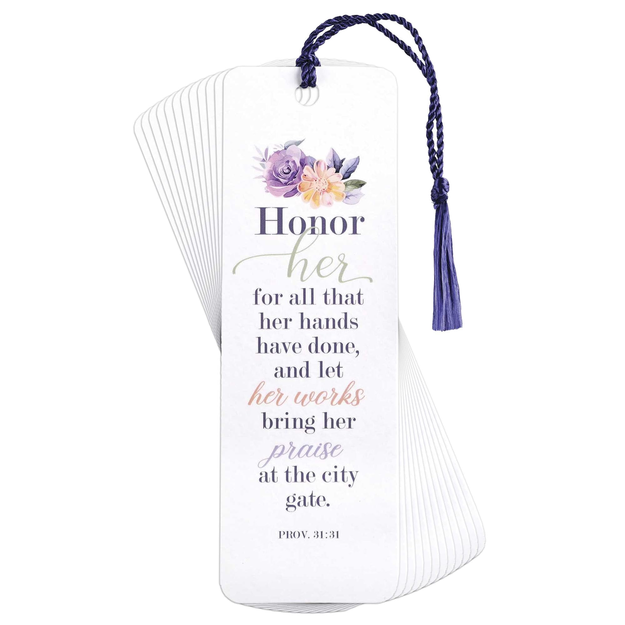 Dicksons Inspirational Bible Verse Tassel Bookmark for Books and Novels 2 x 6 Cardstock Pastor's Wife Floral - Pack of 12