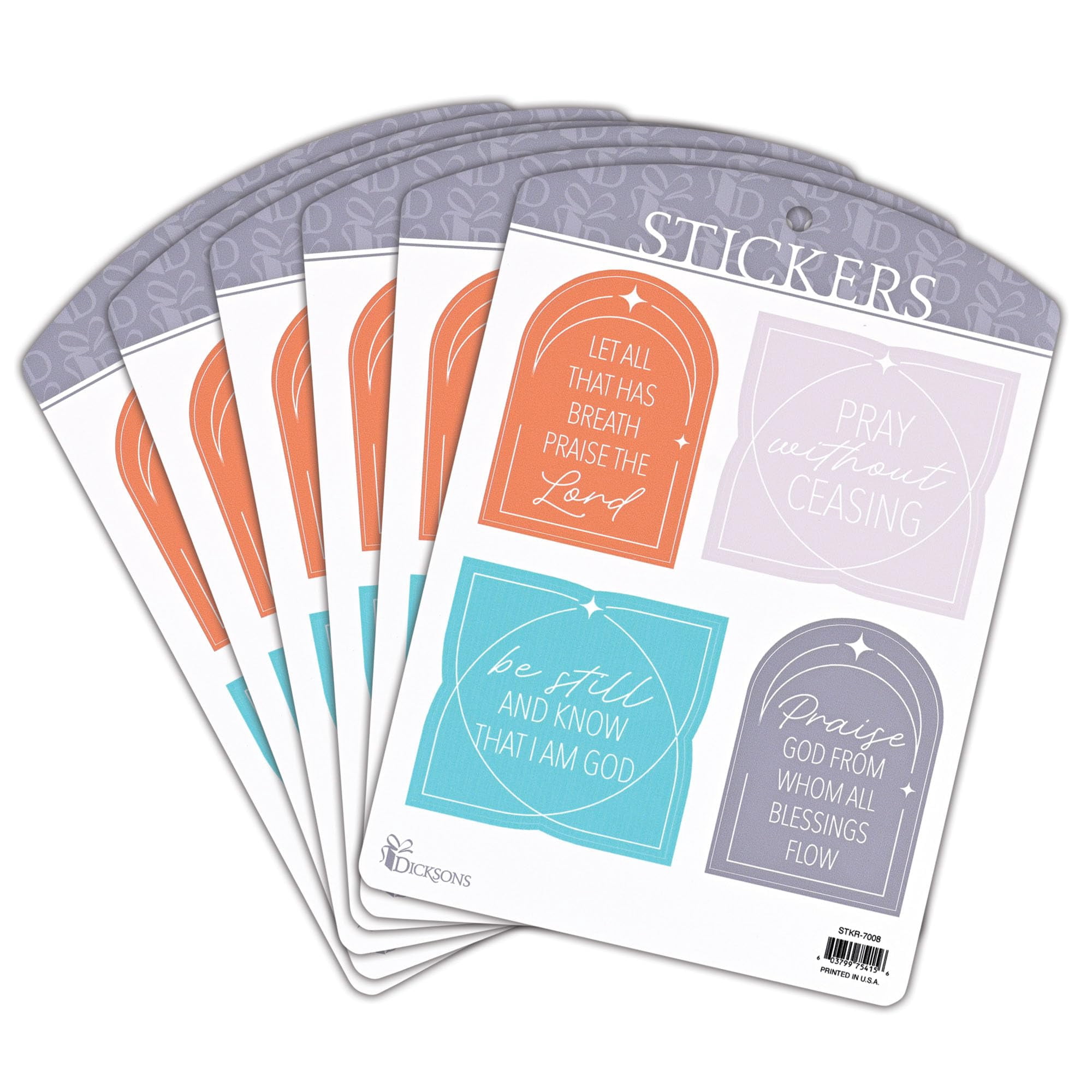 Dicksons Inspirational Christian Adhesive Sticker Decal for Laptops, Journals, Bibles 5.5 x 7.75 Inch Vinyl Praise God Collection Pack of 6