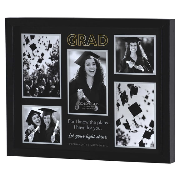 Dicksons Inspirational Christian Graduation Hanging Collage Picture Frame With Scripture 12 x 15 Inch Wood and Glass Grad Let Your Light Shine