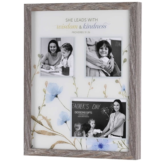 Dicksons Inspirational Christian Hanging Collage Picture Frame With Scripture 15 x 12 Inch Wood and Glass Floral Wisdom and Kindness