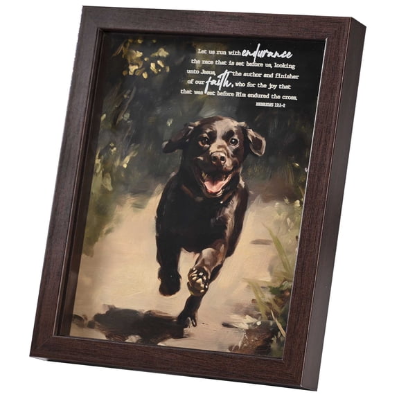 Dicksons Inspirational Christian Wall Hanging Shadow Box Style Framed Wall Dcor for Home 11 x 9 Inch Wood and Glass Let Us Run With Endurance
