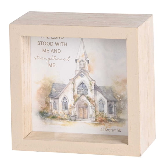 Dicksons Inspirational Double Sided Standing Tabletop Plaque Sign For Living Room 4 x 4 Wood Be Steadfast and Immovable