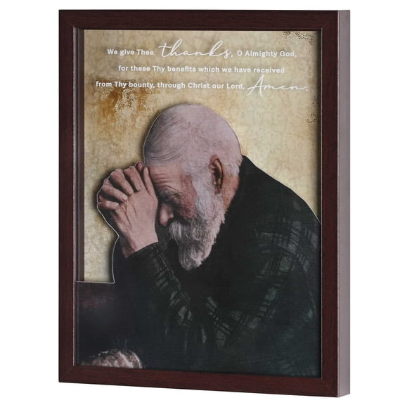 Dicksons Inspirational Hanging Wall Art Picture Frame For Living Room 12 x 15 Wood and Glass Gratitude Praying Woman Mock Etch