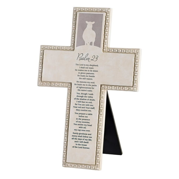 Dicksons Inspirational Wall Hanging or Tabletop Cross Figurine 7 x 10 Resin Beaded Ivory Toned The Lord's Prayer