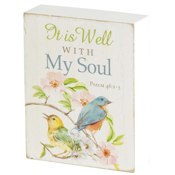 Dicksons It Is Well With My Soul Distressed White 3 x 4 MDF Wall Tabletop Sign Plaque