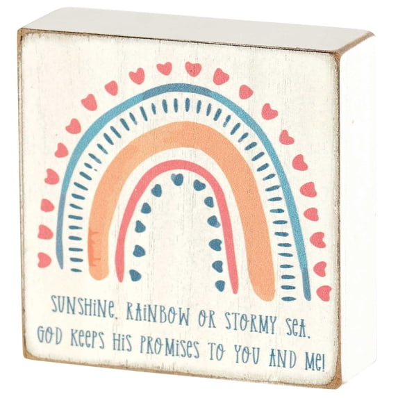 Dicksons Keeps His Promises Classic White 3 x 4 Inch Wood Table Top Block Sign