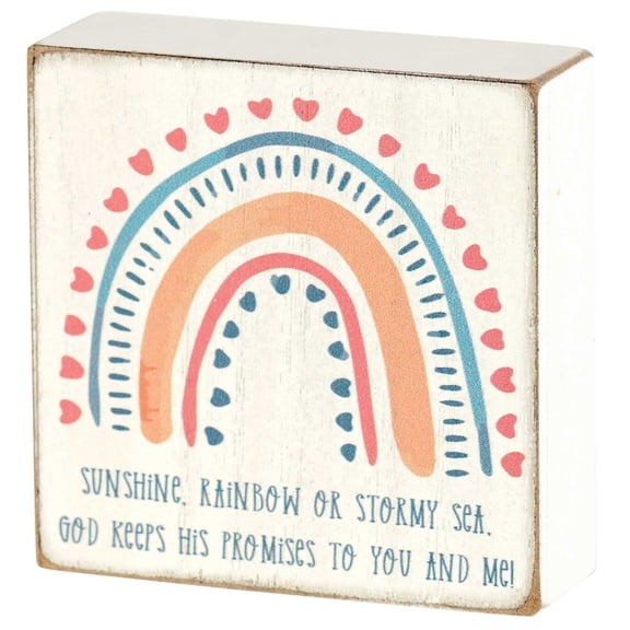 Dicksons Keeps His Promises Classic White 3 x 4 Inch Wood Table Top Block Sign