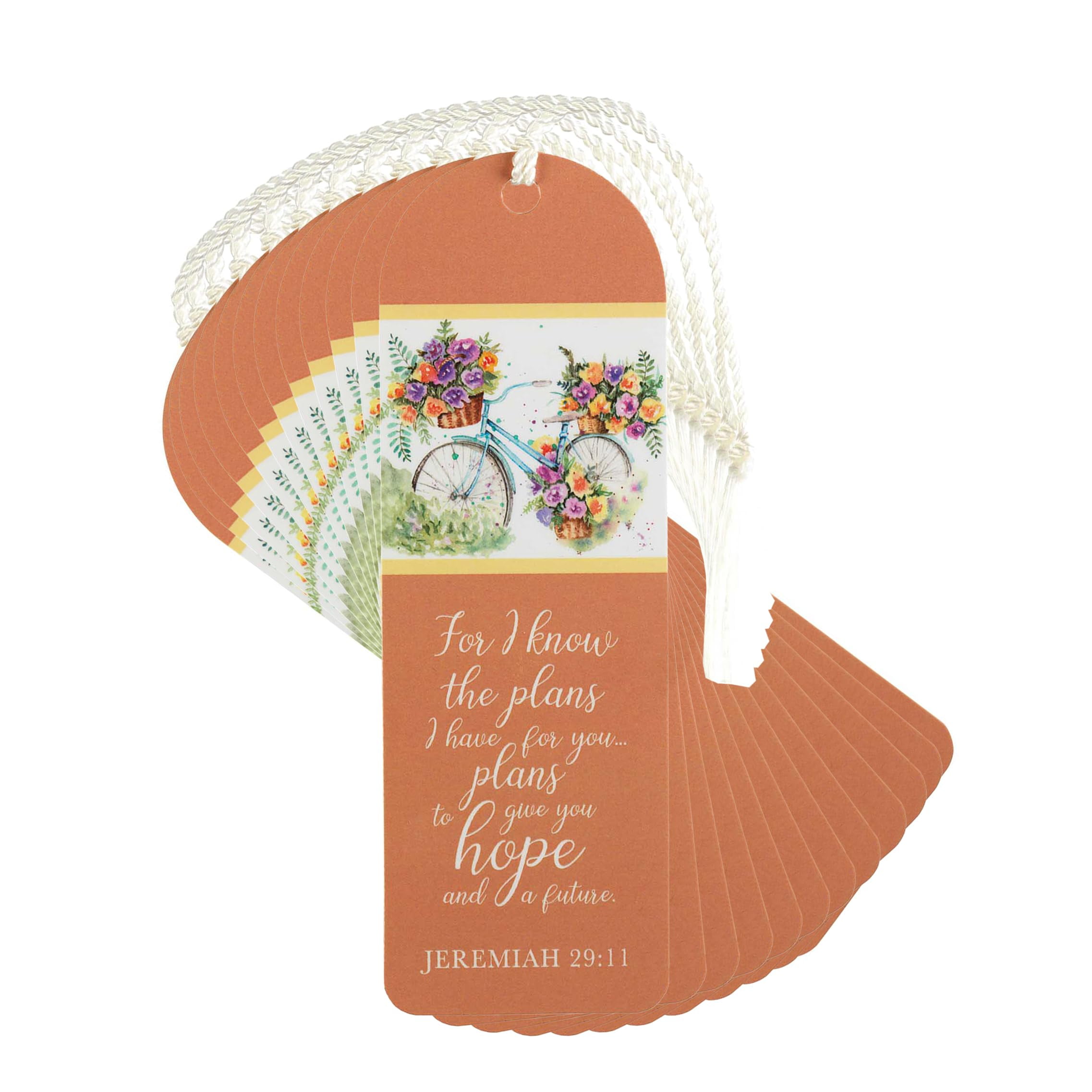 Dicksons Know The Plans I Have for You Bicycle 6 inch Paper Tussled Bookmark Pack of 12