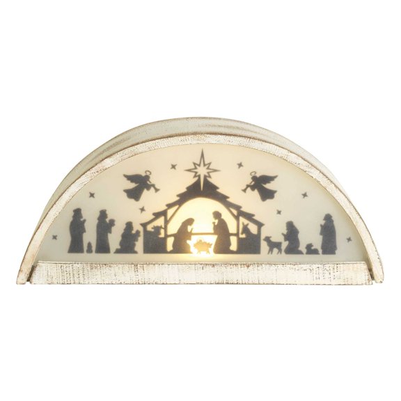 Dicksons LED Holy Family Silhouette Distressed 15 Inch Resin Christmas Tabletop Figurine