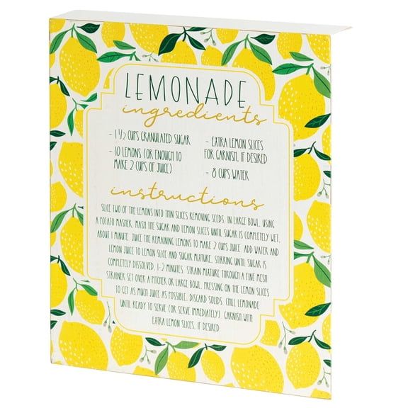 Dicksons Lemonade Ingredients Bright Yellow 8 x 10 MDF Wall Tabletop Sign Plaque