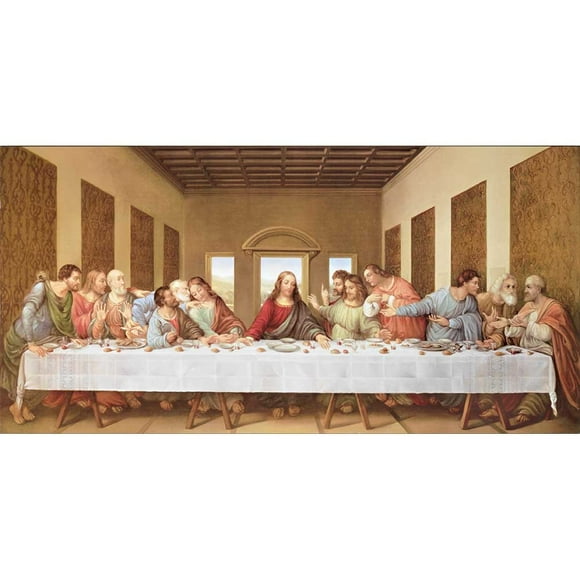 Dicksons Leonardo Da Vinci's The Lord's Last Supper 29 x 14 Inch Wood Wall Hanging Plock Plaque