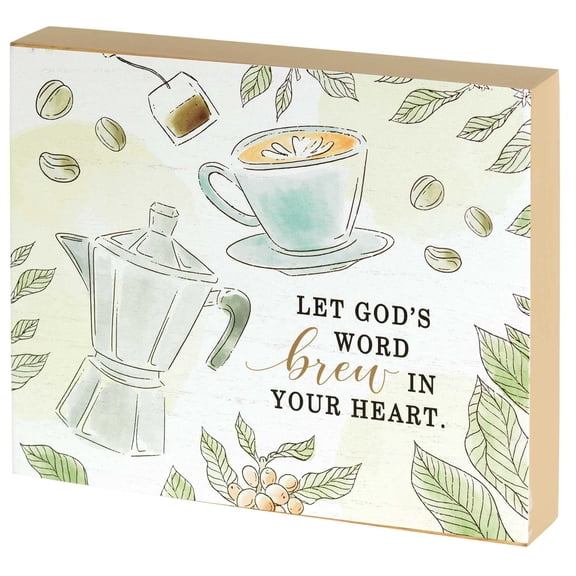 Dicksons Let God's Word Brew in Your Heart 10 x 8 MDF Wall Tabletop Sign Plaque