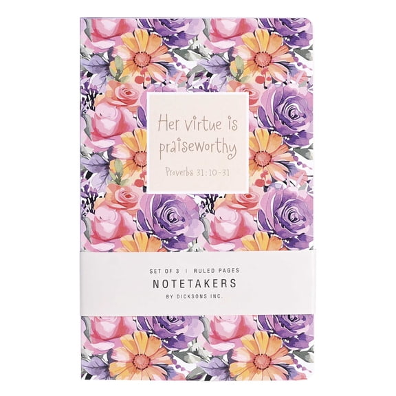 Dicksons Lined Prayer Journal Notebook For Bible Study 5.5 x 8.5 Paperback Her Virtue is Praiseworthy Collection - SET OF 3