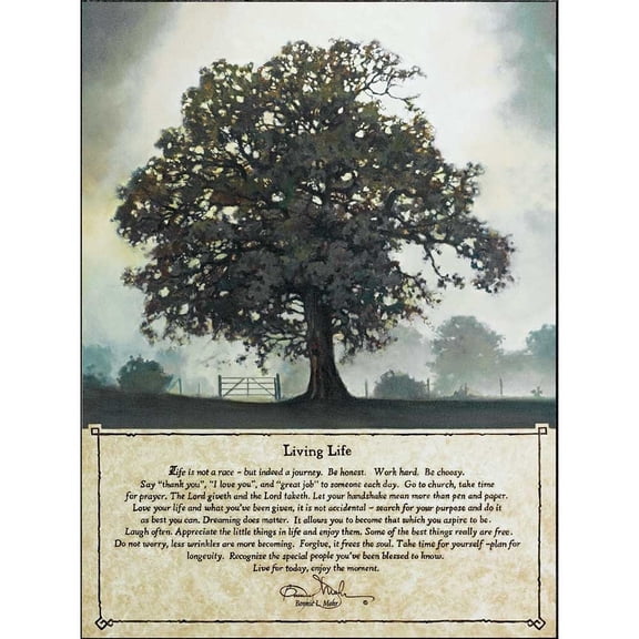 Dicksons Living Life Field of Trees Foggy Morning 12 x 16 Wood Wall Sign Plaque