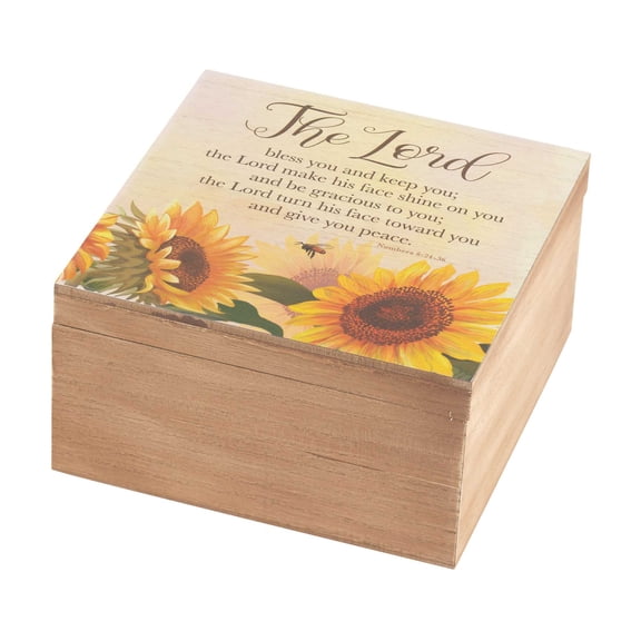Dicksons Lord Bless Keep You Yellow Sunflower 9 x 9 x 4 MDF Decorative Keepsake Photo Box