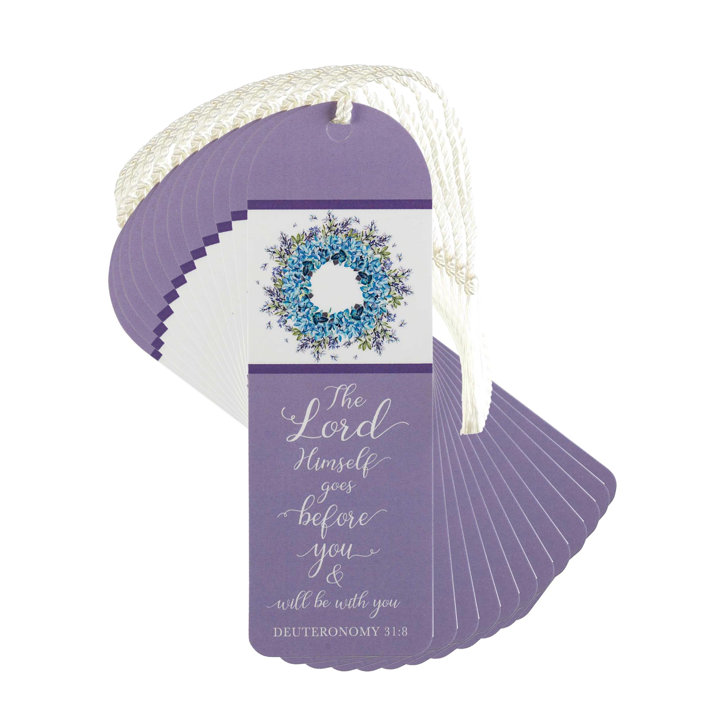 Dicksons Lord Himself Goes Before You Blue Floral Wreath 6 inch Paper Tussled Bookmark Pack of 12