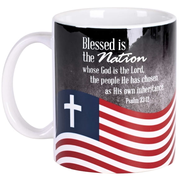 Dicksons MUG-1191 Blessed Is the Nation Patriotic Red, White, and Blue 11 Ounces Ceramic Tea Coffee Cup Mug