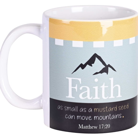 Dicksons MUG-1192 Faith Small As A Mustard Seed Blue and Yellow 11 Ounces Ceramic Tea Coffee Cup Mug