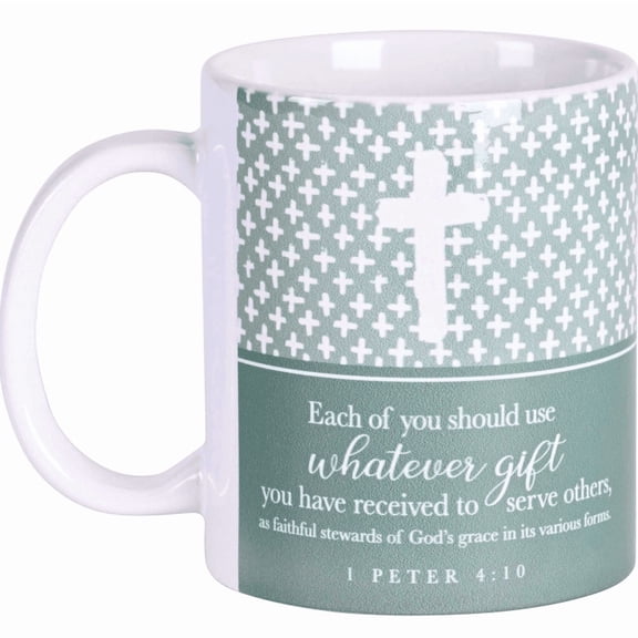 Dicksons MUG-1194 Serve Others Faithful Steward Green and White 11 Ounces Ceramic Tea Coffee Cup Mug