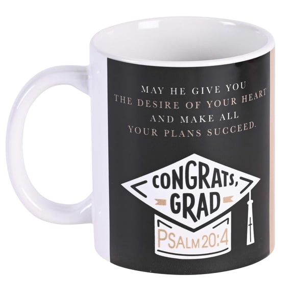 Dicksons MUG-1199 Congrats Grad May He Give You The Desire Of Your Heart Black And White 11 Ounce Ceramic Coffee Latte Tea Hot Chocolate Cup Mug