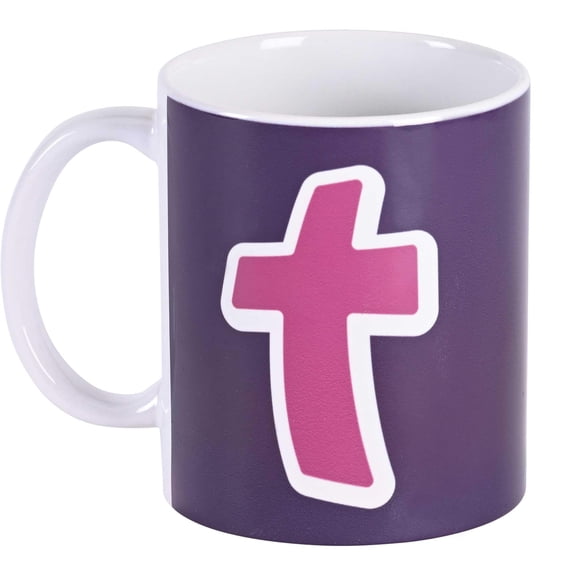 Dicksons MUG-1200 Abstract Cross Purple, Pink, And White 11 Ounce Ceramic Coffee Latte Tea Hot Chocolate Cup Mug
