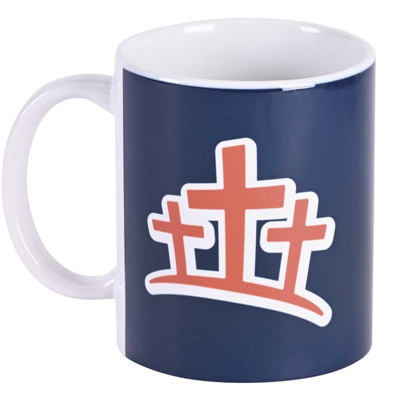 Dicksons MUG-1202 Triple Cross Graphic Navy Blue And Orange 11 Ounce Ceramic Coffee Latte Tea Hot Chocolate Cup Mug