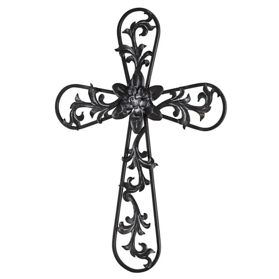 Dicksons MWC-409 Ornate Filigree Design With Vines Pewter Finish 23 x 17 Inch Metal Decorative Hanging Wall Cross