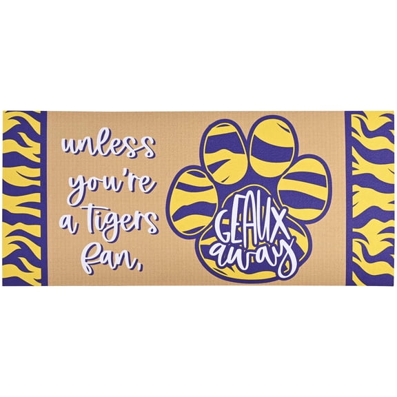 Dicksons Magnolia Garden 22 x 10 Inch Rubber Indoor Outdoor Non-Slip Doormat Insert for Entryway, Purple & Gold Tone, Tigers Fan