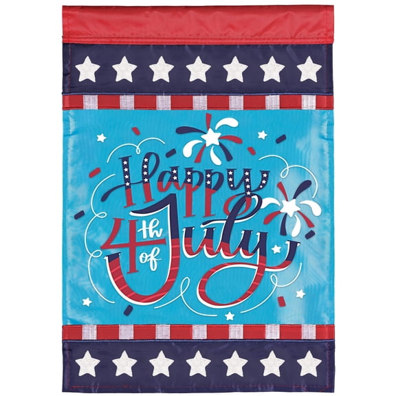 Dicksons Magnolia Garden Happy Fourth of July Red White Blue 18 x 13 Polyester Outdoor Garden Flag