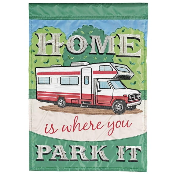 Dicksons Magnolia Garden Home Is Where You Park It Summer Class C Camper Green 18 x 13 Polyester Outdoor Garden Flag
