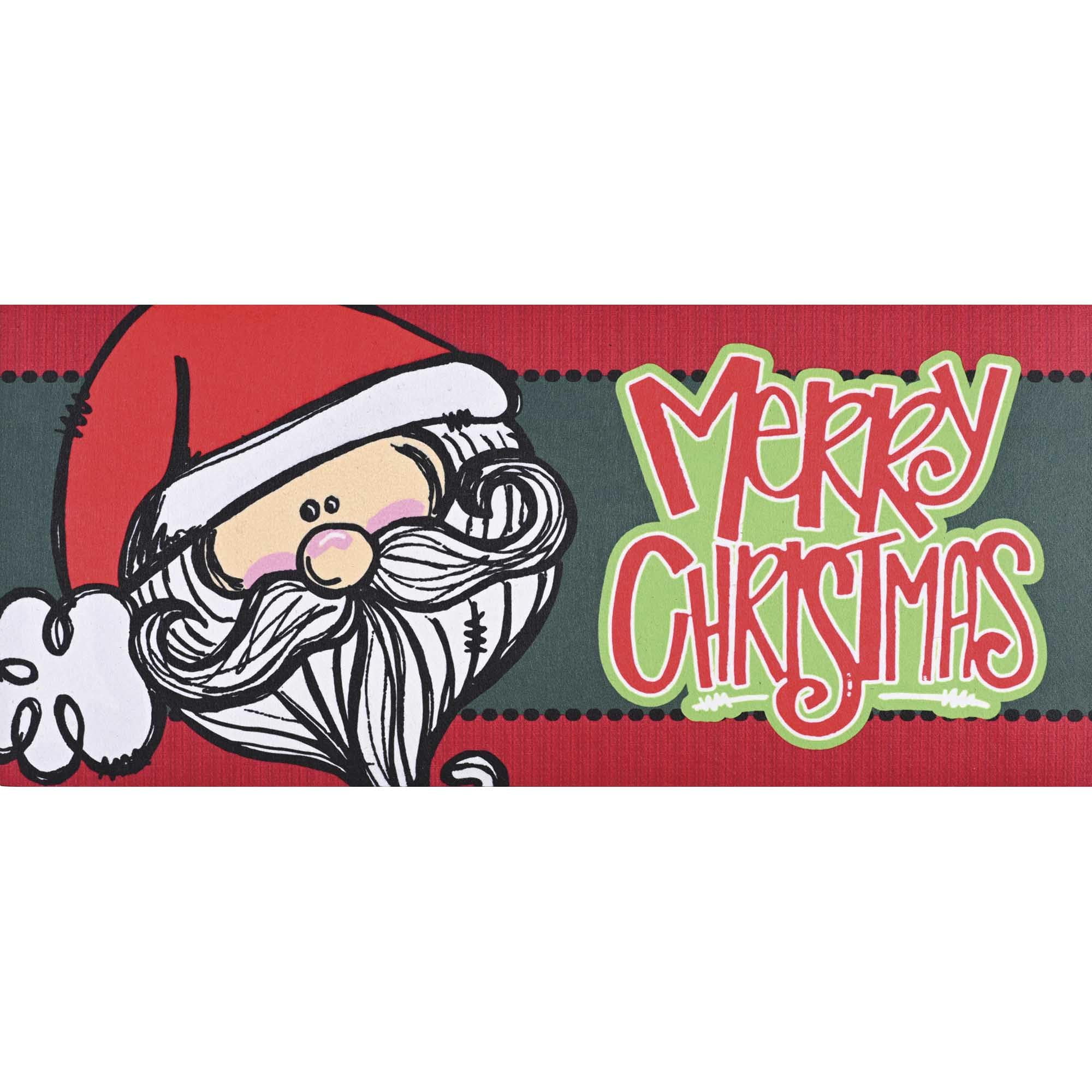 Dicksons Magnolia Garden Indoor Outdoor Non-Slip Doormat Insert for Entryway 10 x 22, Rubber Santa Merry Christmas
