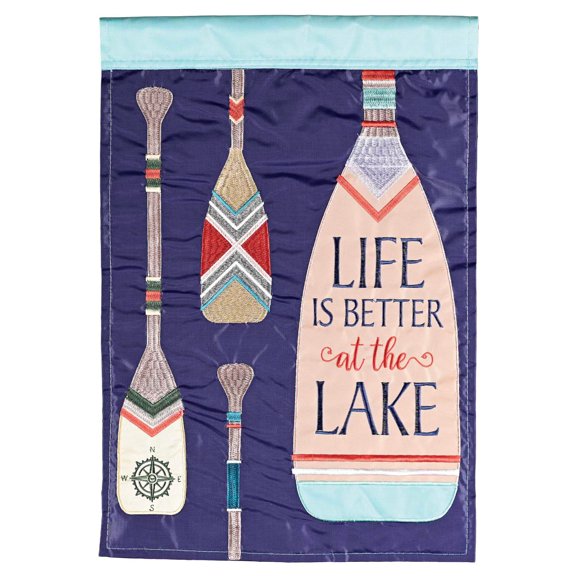 Dicksons Magnolia Garden Life Is Better At The Lake Paddles Blue 42 x 29 Polyester Outdoor Garden Flag