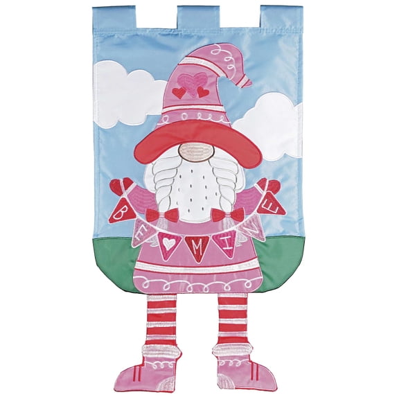 Dicksons Magnolia Garden Outdoor Flag Decoration For Garden, Yard, Or Walkway Standard 13 x 18, Weather Resistant Polyester, Crazy Leg Gnome Be Mine