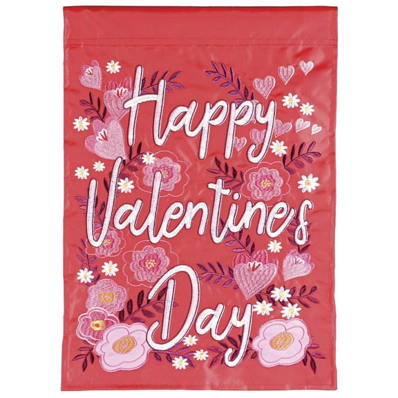 Dicksons Magnolia Garden Outdoor Flag Decoration For Garden, Yard, Or Walkway Standard 13 x 18, Weather Resistant Polyester, Happy Valentine's Day