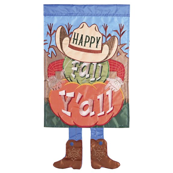 Dicksons Magnolia Garden Outdoor Flag Decoration For Garden, Yard, Or Walkway Standard 13 x 18, Weather Resistant Polyester, Crazy Leg Happy Fall Y'all