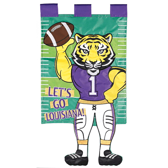 Dicksons Magnolia Garden Outdoor Flag Decoration For Garden, Yard, Or Walkway Standard 13 x 18, Weather Resistant Polyester, Crazy Leg Tiger Let's Go Football