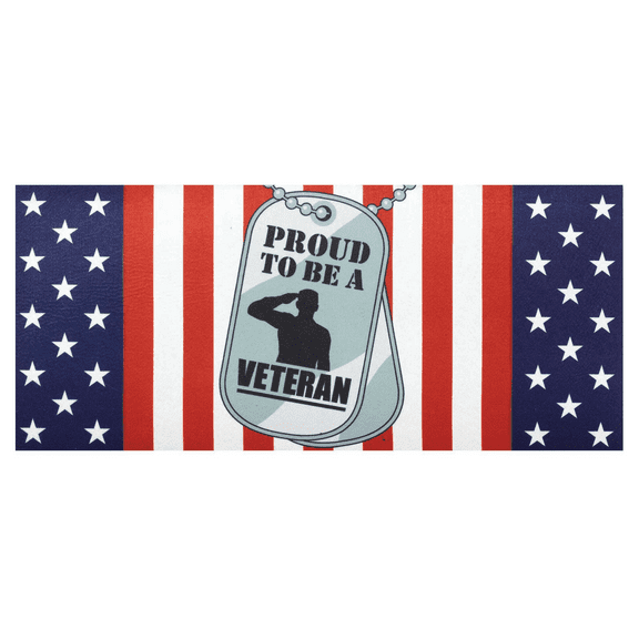 Dicksons Magnolia Garden Proud to Be a Veteran Dog Tags Flag 22 x 10 Inch Poly Rubber Doormat Insert