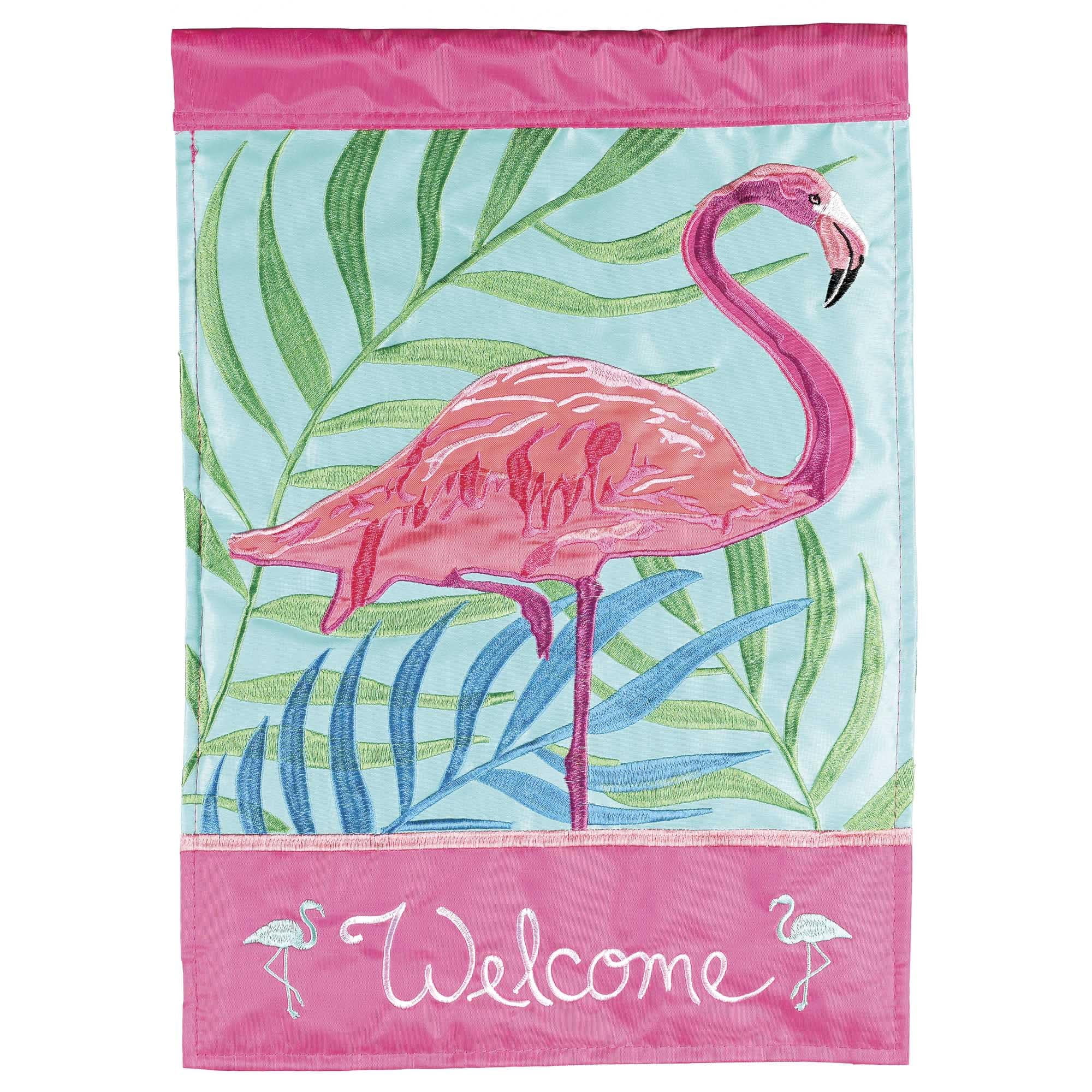 Dicksons Magnolia Garden Welcome Flamingo Pink 18 x 13 Polyester Outdoor Garden Flag