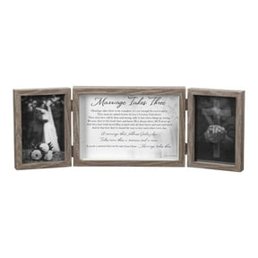 Dicksons Marriage Takes Three Be Complete Natural Wood 3-Part Hinged Tabletop Photo Frame