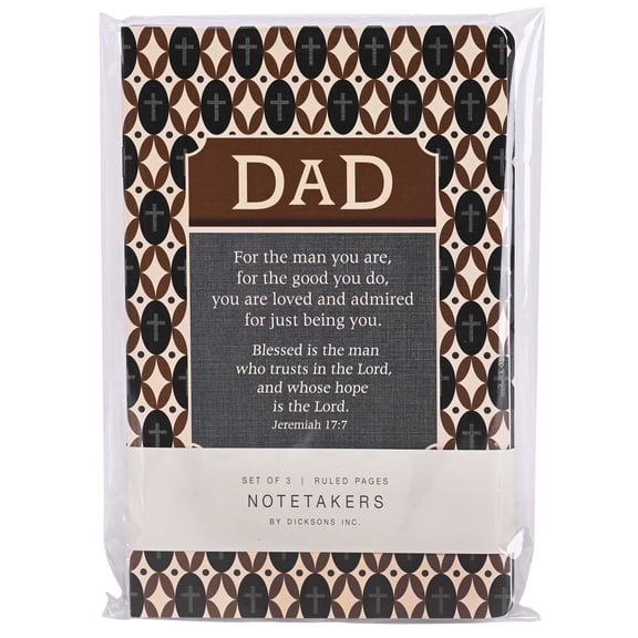 Dicksons Men's Inspirational Christian Notetakers Lined Journal Ruled Notebook 5.5 x 8.5 Inch Paper Dad Man of God Scripture Assorted Set of 3
