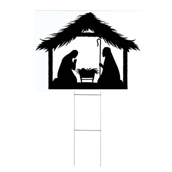 Dicksons Nativity Scene Silhouette Black 24 x 18 Inch Acrylic Christmas Yard Sign