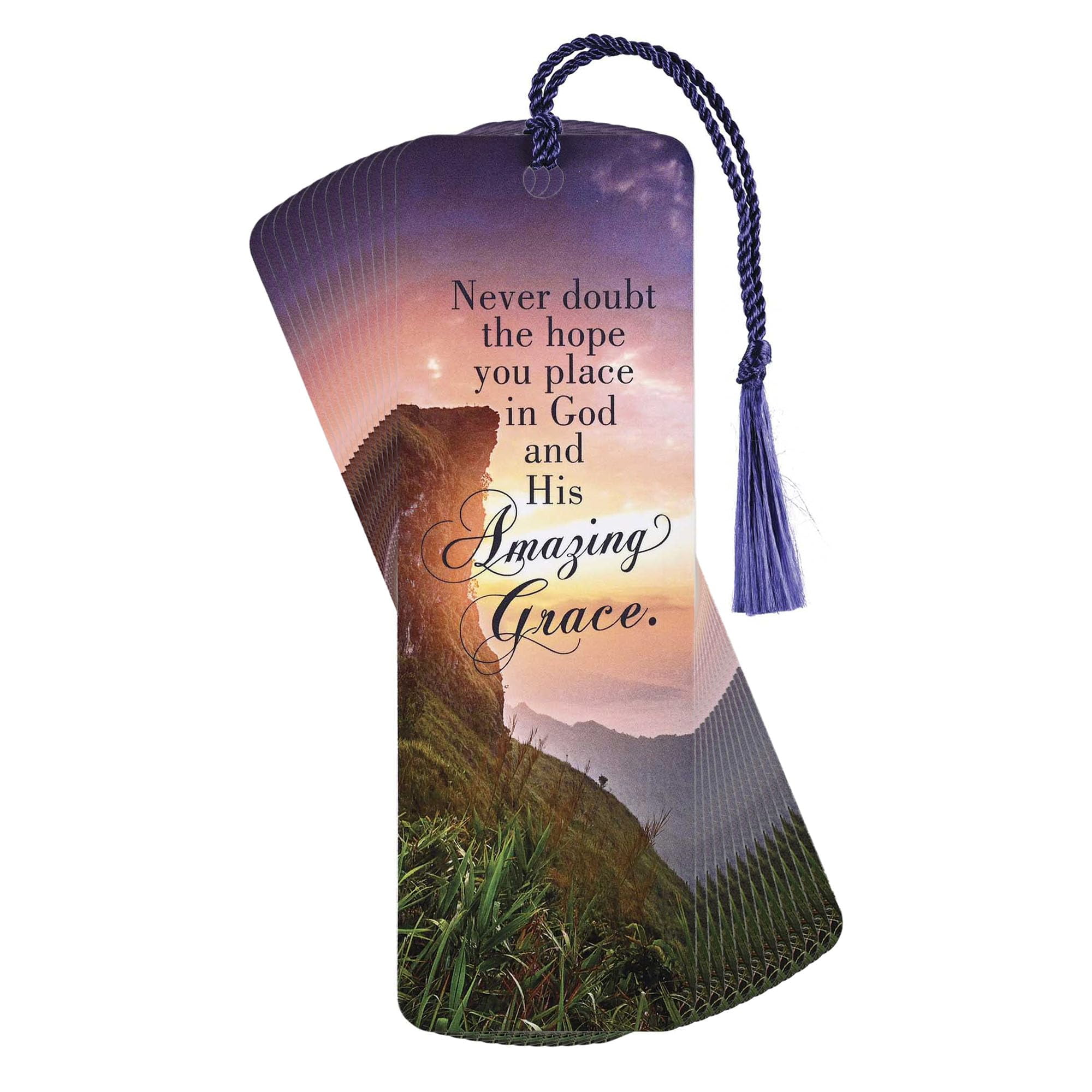 Dicksons Never Doubt God His Amazing Grace, Multicolor 6 x 2 Inch Laminated Cardstock Tassel Bookmark; Pack of 12