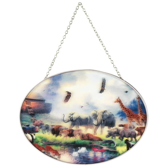 Dicksons Noah's Ark 6.5 x 9 Inch Glass Sun Catcher with Suction Cup