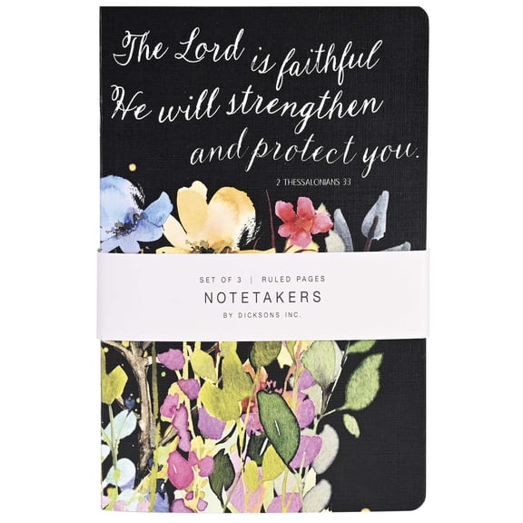 Dicksons Notetakers Lined Journal Notebook 5.5 x 8.5 Inch Paper Lord Is Faithful Floral