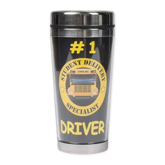 Dicksons Number 1 Bus Driver Student Delivery Specialist Silver Tone 16 Ounce Stainless Steel Travel Tumbler Mug